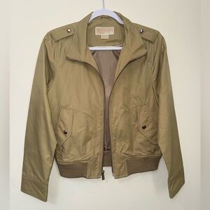 Michael Kors Petite Small Utility Bomber Jacket Tan Zip
Front